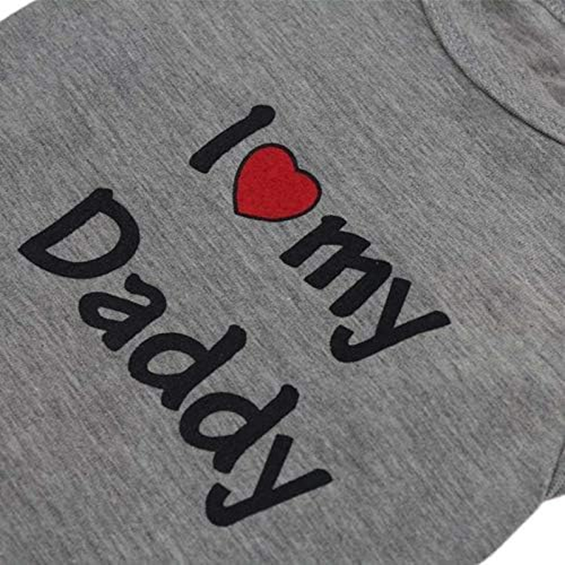 2 PCS I Love My Mommy/Daddy Pattern Dog T-Shirts Clothes Dog Shirts Apparel Summer Outfit Coats for Small Dogs Cat Pet Puppy (XS, Grey) image number 3