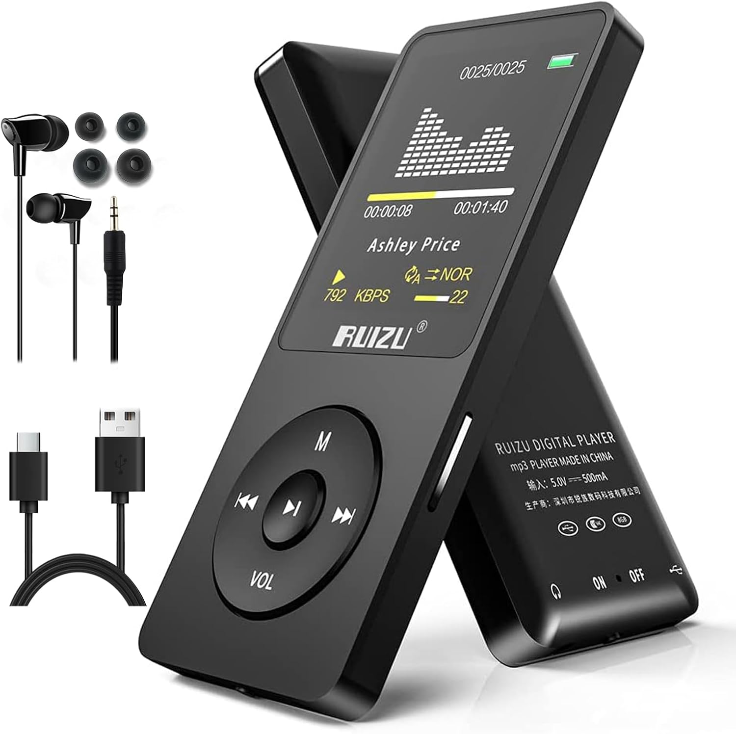 RUIZU 64GB MP3 Player with Bluetooth 5.3, Portable Music Player for Kids Sports Running, FM Radio, Voice Recorder, Equalizer, 80H Digital Audio Video Shuffle Resume Playback, up to 128GB Micro SD Card image number 6