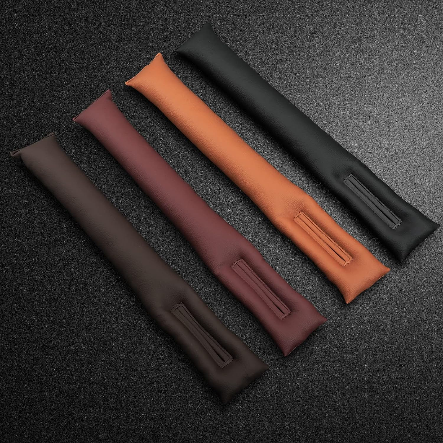 2PCS Leather Car Seat Gap Filler, Car Seat Gap Stopper Anti-Drop Space Slot Reserved Safety Belt Space, Premium Car Gap Filler Pad Car Accessories for Women and Men(Black) image number 6