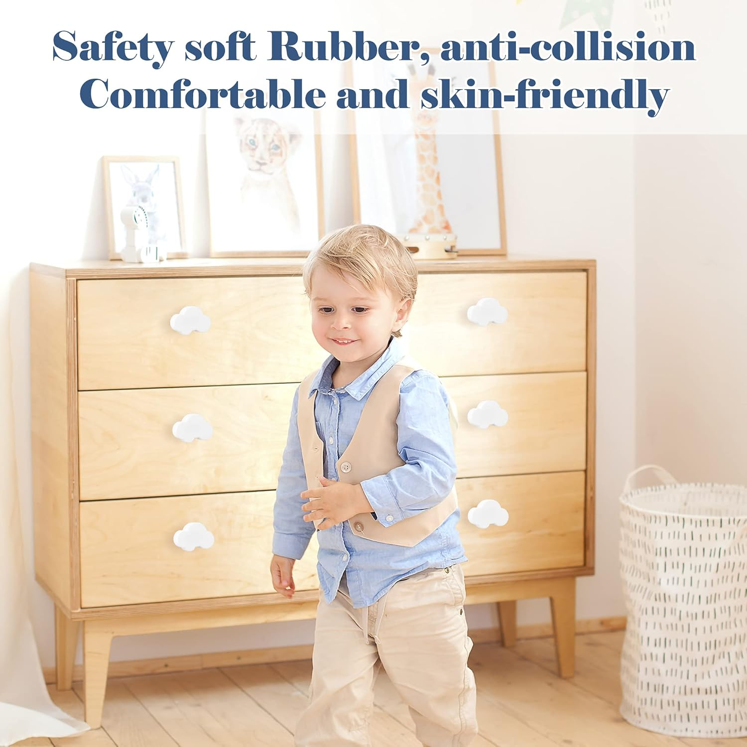 VIDELLY 8 Pieces Soft Rubber Knobs, Cartoon Cabinet Door Knobs Kids Dresser Knobs Handle for Children Room Drawer Closet, White image number 4