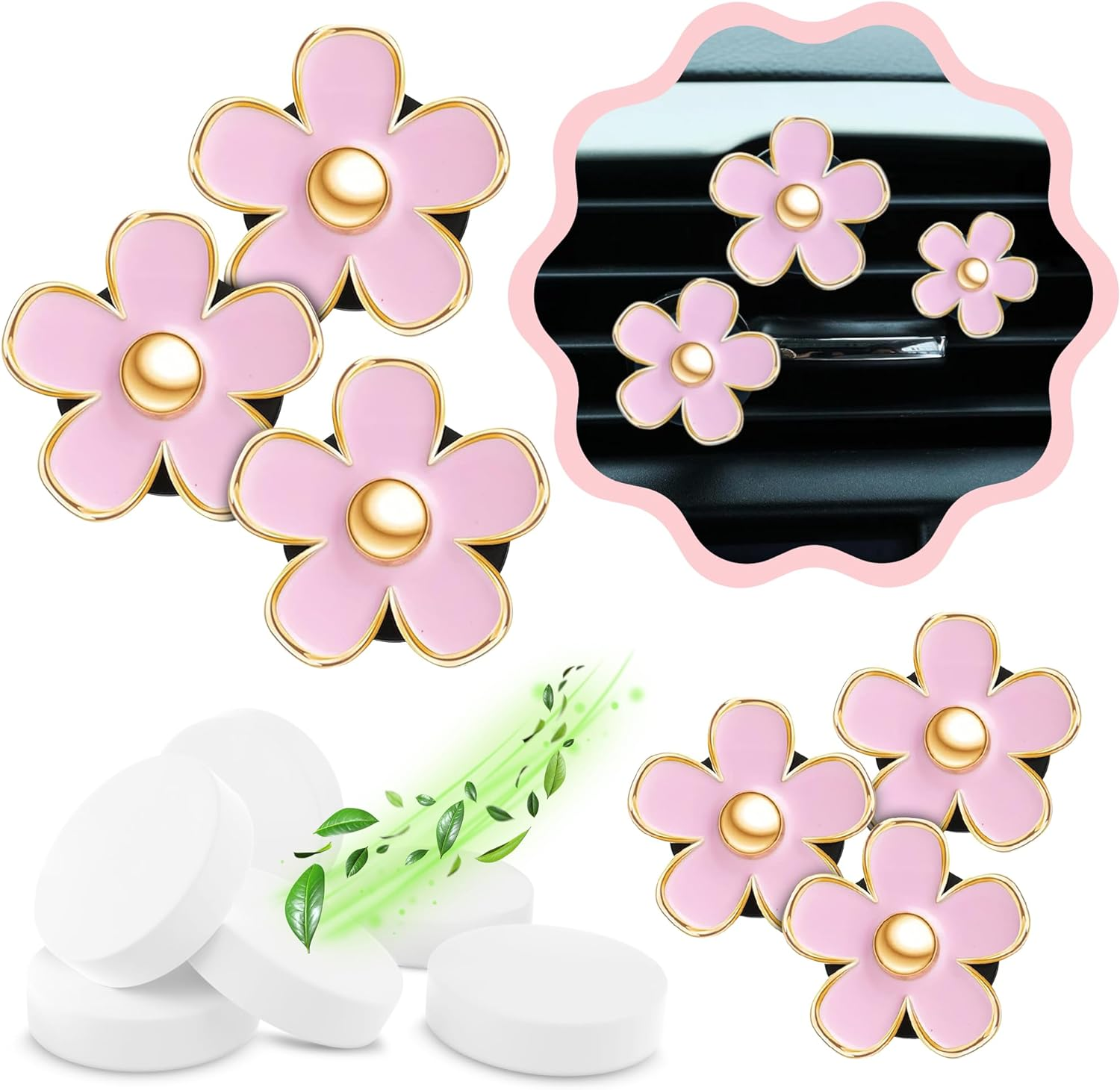 6 Pieces Daisy Car Decoration Flower Air Vent Clip Air Conditioning Outlet Clip Car Air Freshener Clip Car Interior Decor Charm Colorful Interior Accessories for Girls Women image number 4
