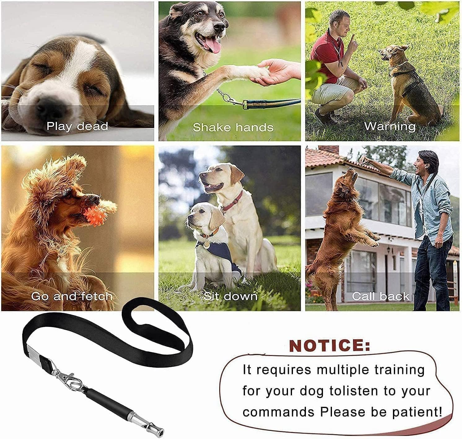 Dog Whistle, 2 Pack Adjustable Ultrasonic Dog Whistle to Stop Barking Neighbors Dog, Recall Training, Professional Ultrasonic Silent Dog Whistle Training to Stop Barking Control Devices (Black) image number 5