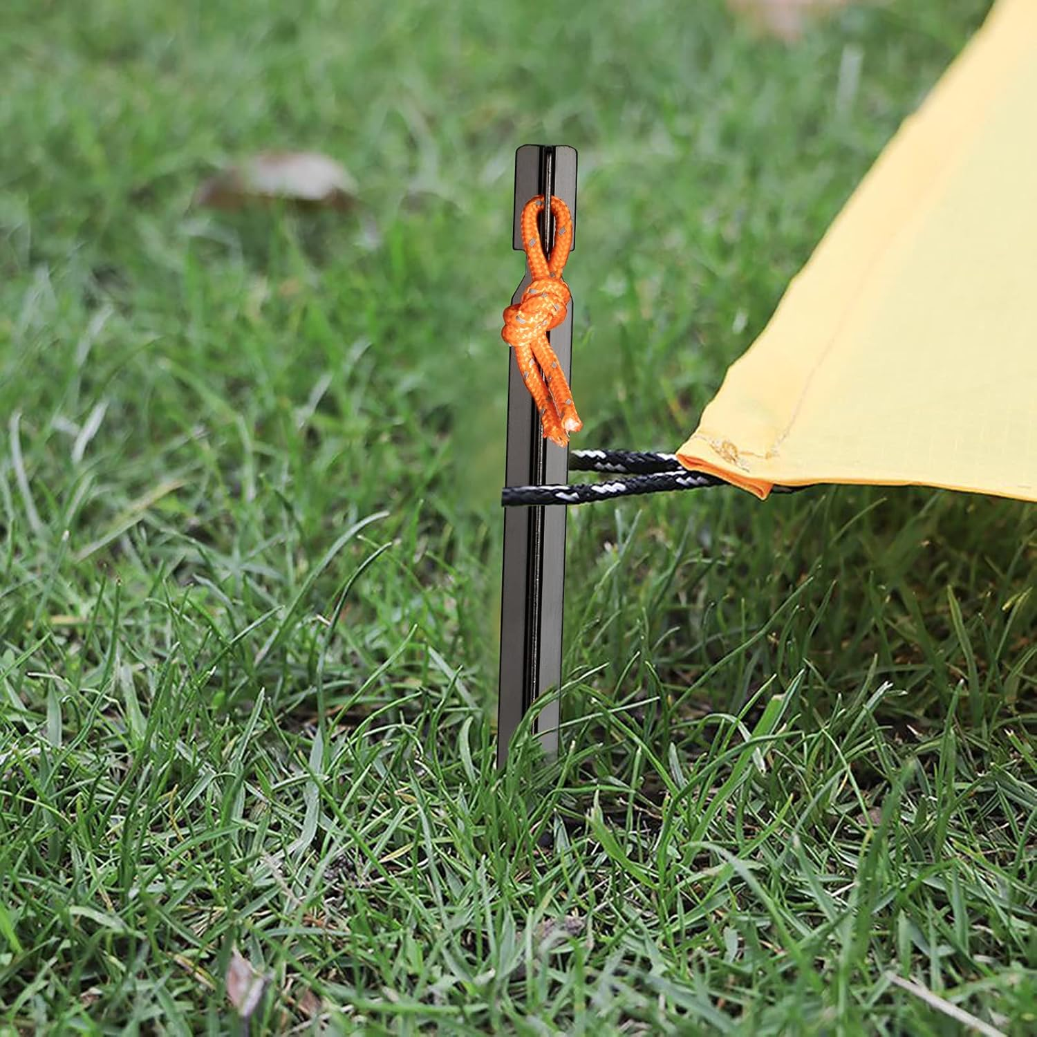 12 Pieces Tent Pegs, Y-Shaped Aluminium Alloy Red Campingtent Stake Nail with Reflective Rope for Camping image number 1