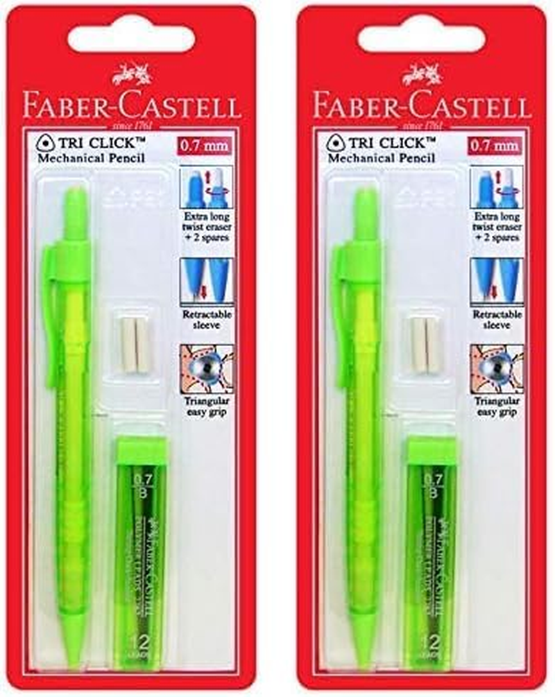 Faber-Castell Comfortable Triclick Student Mechanical Pencil 0.7Mm, Green &ndash; Accessories Bundle, (31-136304) image number 2
