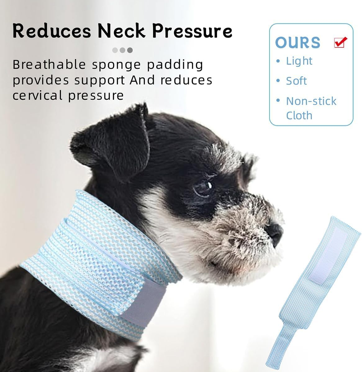Cat Neck Brace Cover - Breathable & Adjustable Elizabethan Collar for Post-Surgery Recovery Anti-Scratch Anti-Lick Protection, Cervical Cone for Small Medium Large Dogs Puppies Kittens (Medium,Blue) image number 7
