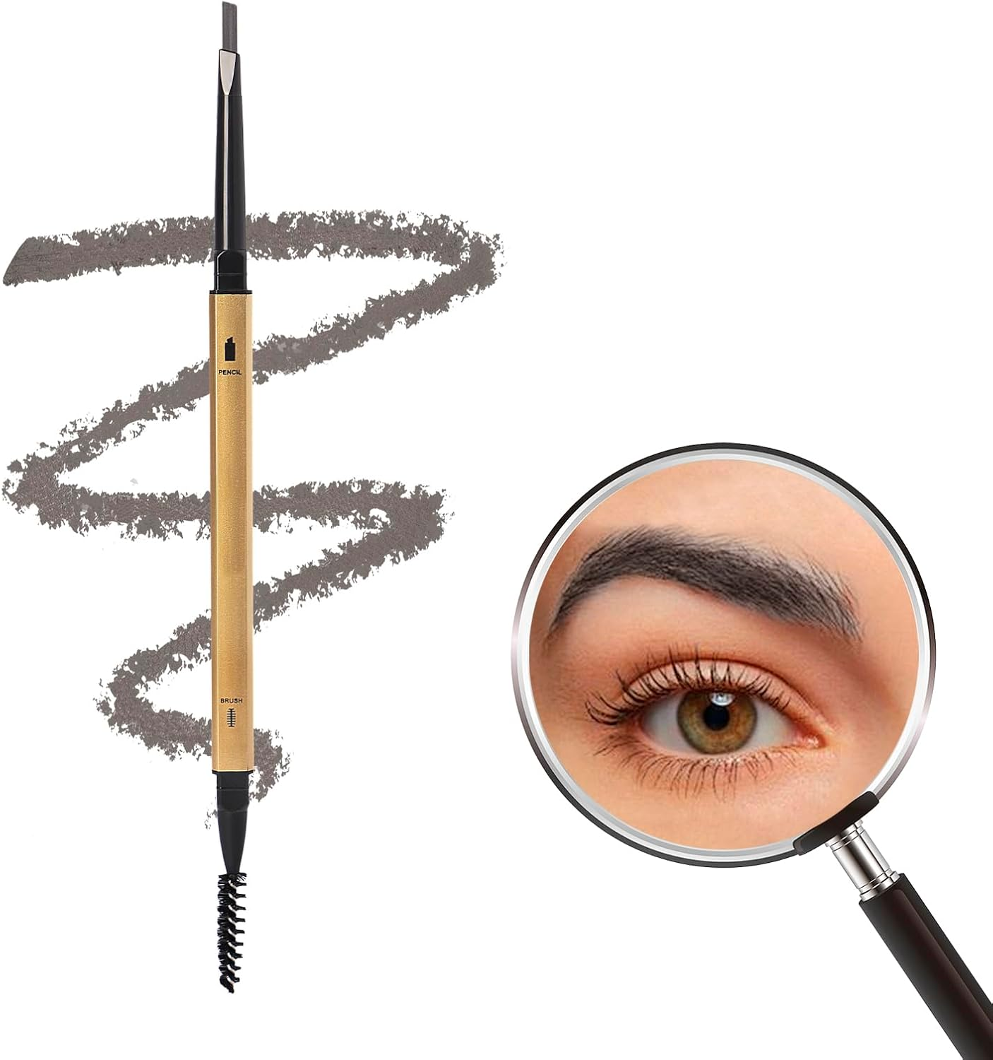 Eyebrown Pencil | Gray | Long-Lasting Eyebrow Pencil for Soft Textured Natural Daily Look Eyebrow Makeup | Ultra-Precise Tip, Creamy Formula, Highly Pigmented, Soft Matte Finish, Vegan Formula, Dual-Sided, Fills Brows Makeup image number 2