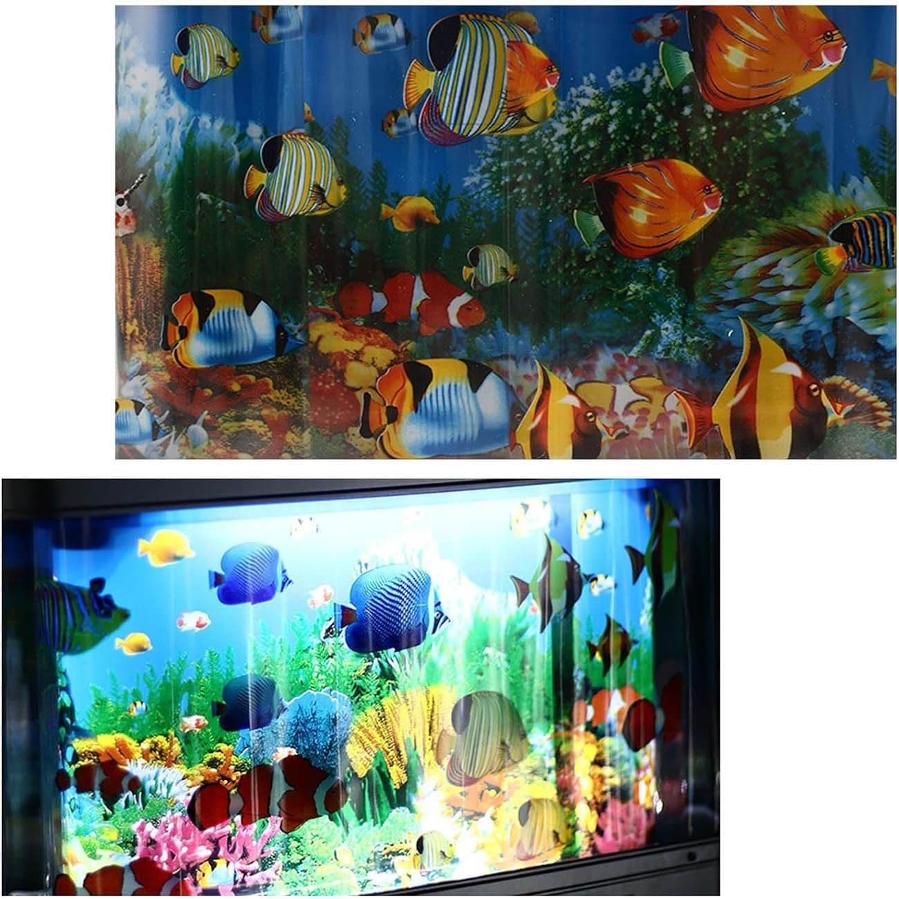 Artificial Fish Tank with Moving Fish,Fake Fish Tank Mini Aquarium,Perfect Sensory Lamp,Seabed World Lamp Lighting Move Aquarium