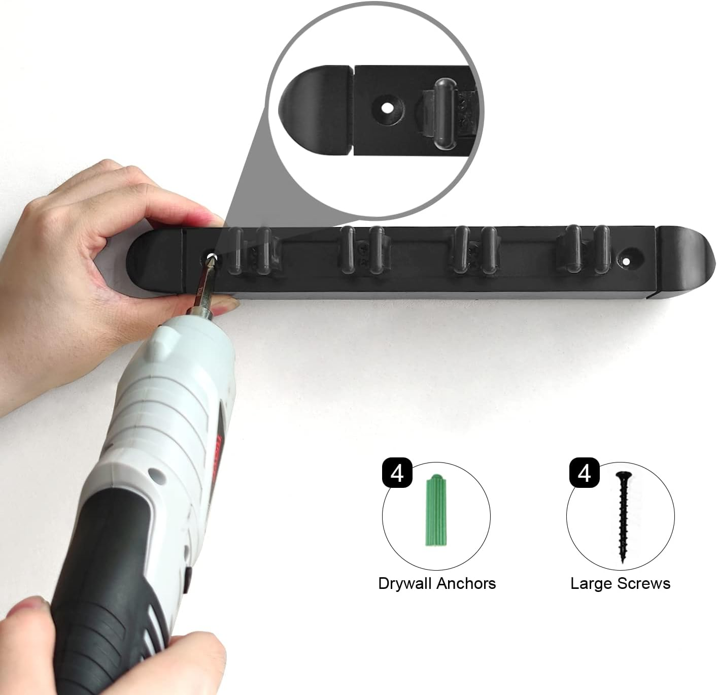 Billiard Cue Wall Rack (Black Color, 4 Cue)