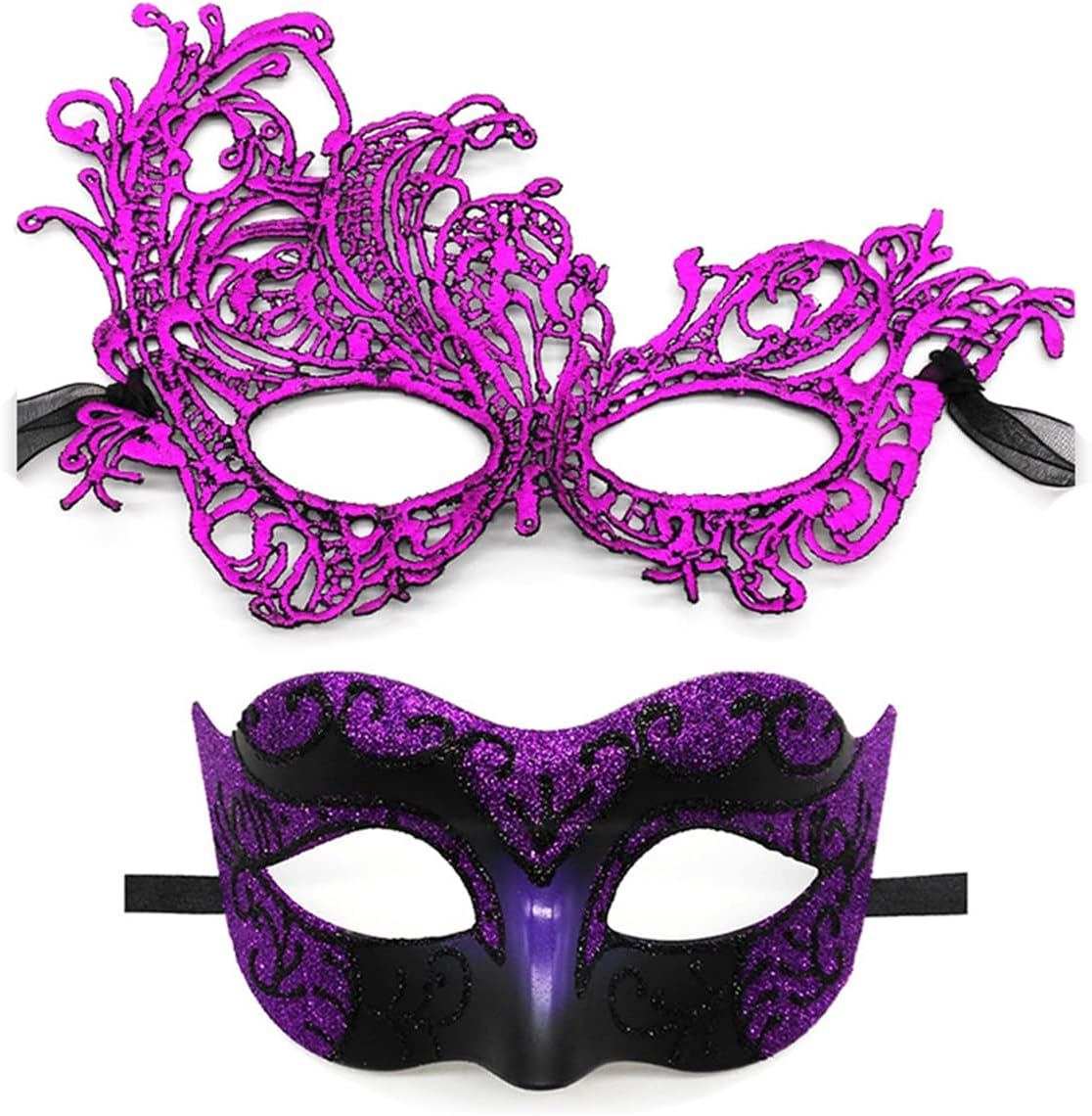 Masquerade Mask for Couples Lace Eye Mask Venetian Carnival Halloween Mask Party Ball Prom Mask Costume Mardi Gras 2Pack