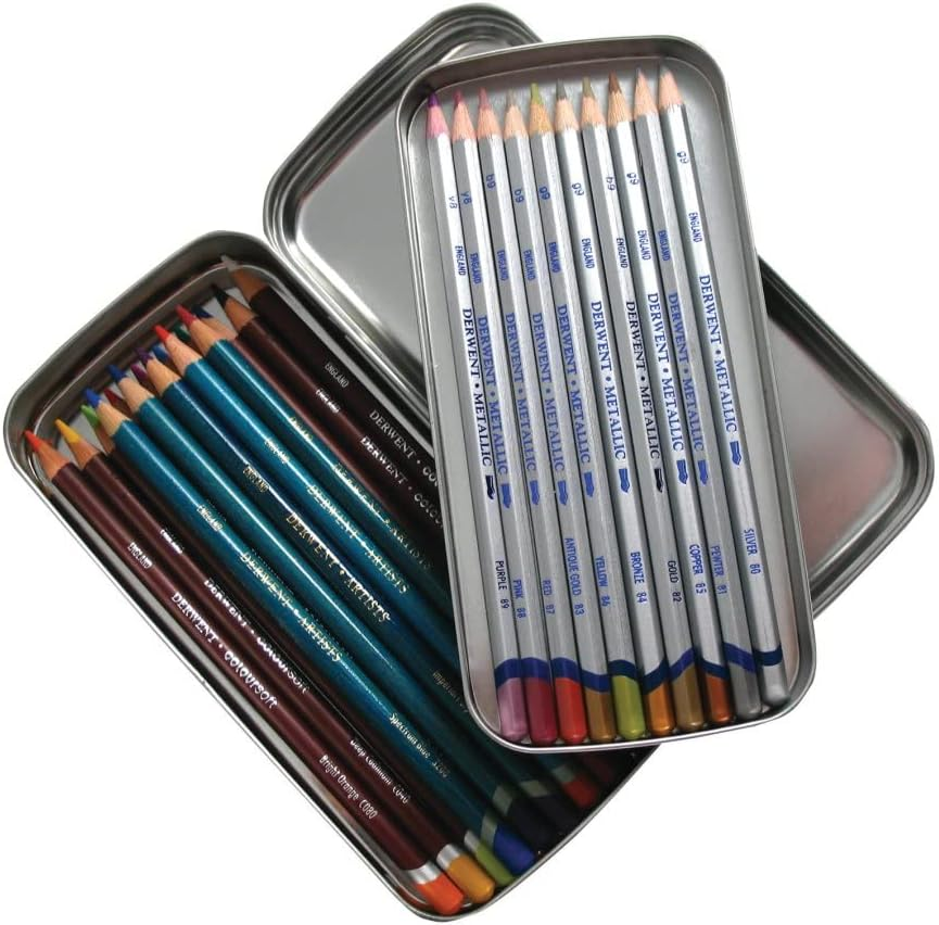 Derwent Pencil Tin, Double Layered Storage with Removable Inner Tray, Professional Quality, 2300582 image number 3