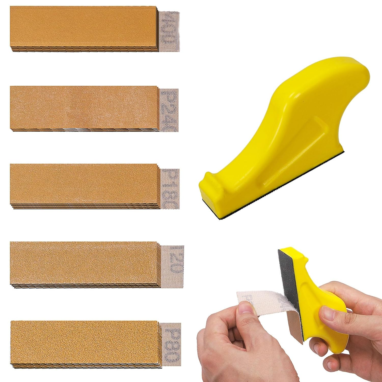 Tanstic 101Pcs Micro Sander Kit, 3.5" X 1" Mini Sander with Hook and Loop Sandpaper-Grit 80 120 180 240 400, Micro Detail Sander Detail Handle Sanding Tools for DIY Crafts, Wood, Small Projects image number 6