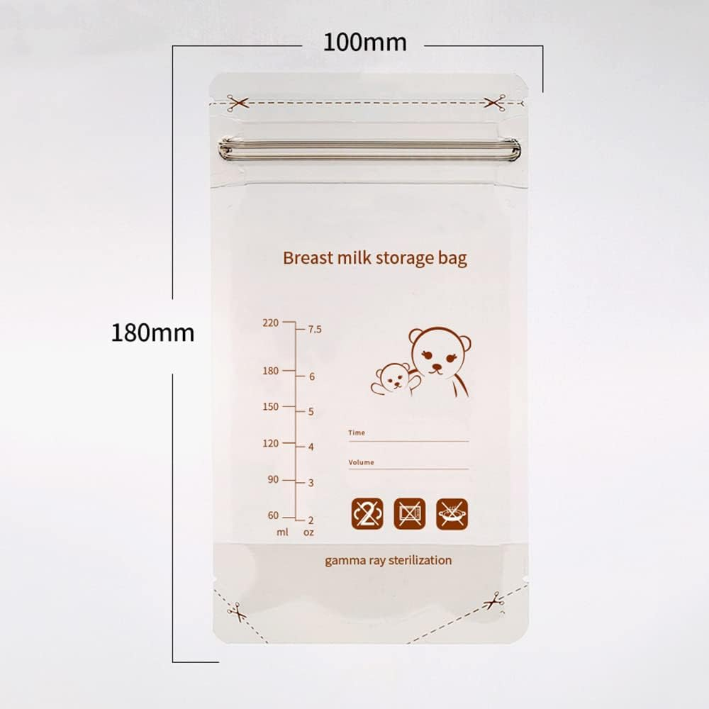 60 Count Breast Milk Storage Bags-220Ml Ready to Use Breast Milk Bags for Breastfeeding, Self Standing Bag-Space Saving Flat Profile Design for Breast Milk Storage Bag BPA Free image number 6