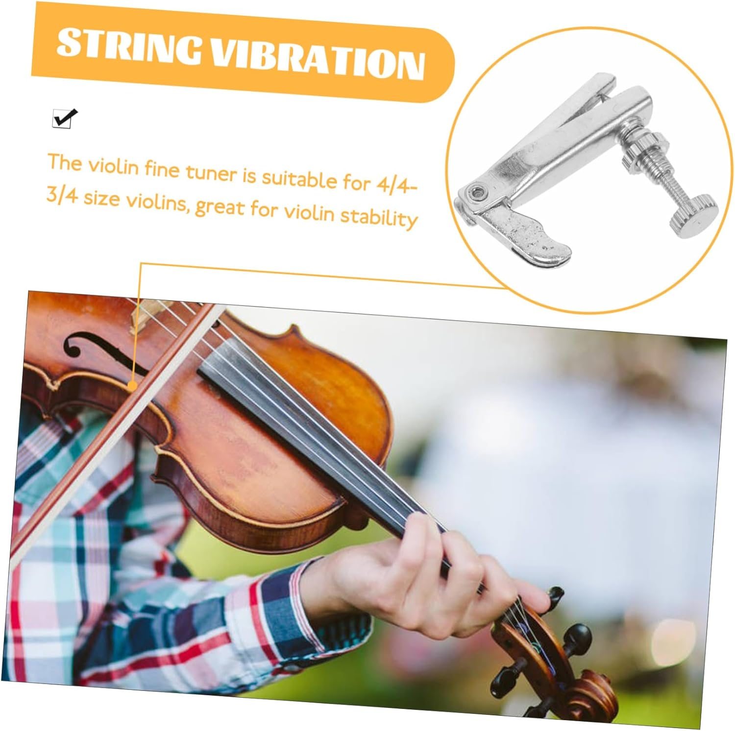 VICASKY 4Pcs Violin Fine String Adjuster Zinc Alloy Silver for 3/4 4/4 Violin Easy Adjustment Professional Performance