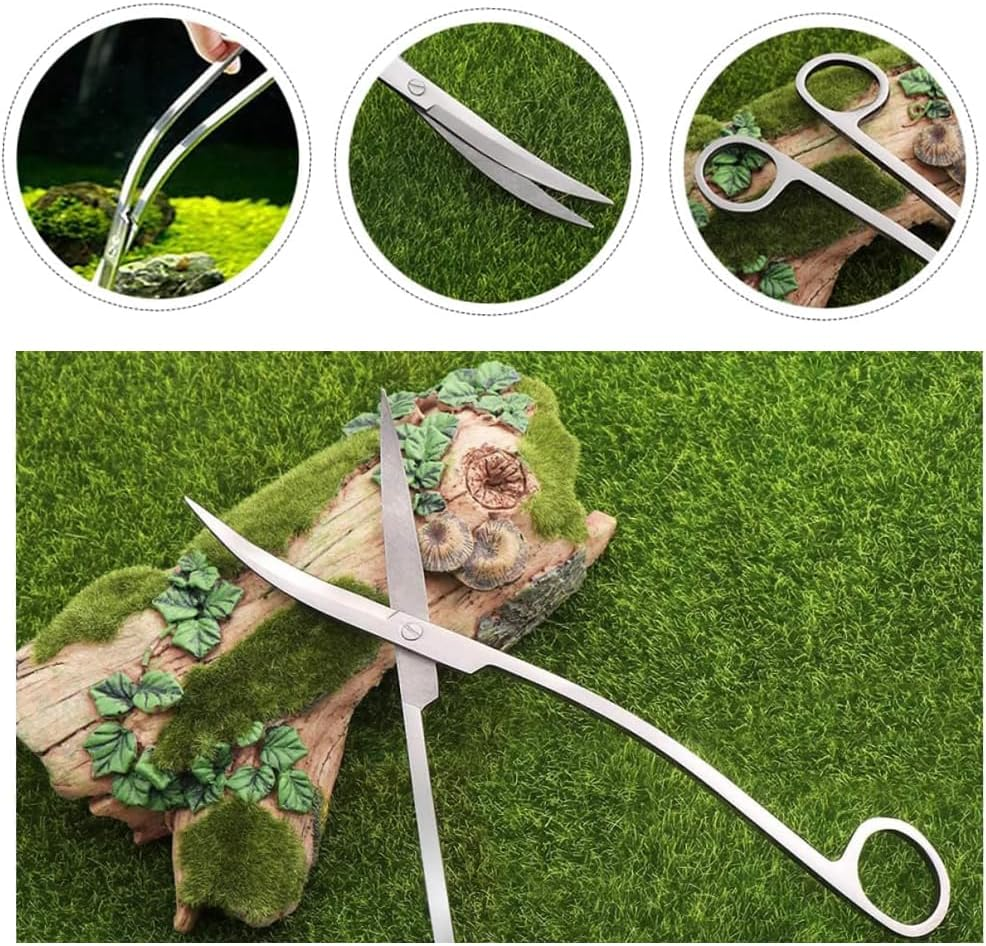 Stainless Steel Aquarium Scissors for Plant Trimming, Water Grass & Landscape Maintenance - Wave Design Fish Tank Tools, Easy to Use Mirror Finish Aquarium Plant Tool image number 5
