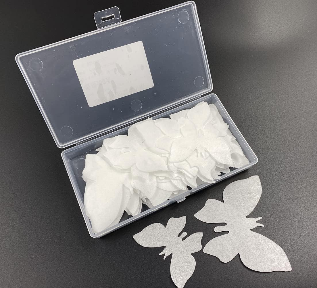 50Pcs Edible Wafer Cupcake Toppers Cake DIY White Blank Butterfly Cake Decoration Birthday Mix Size & White Colour image number 1