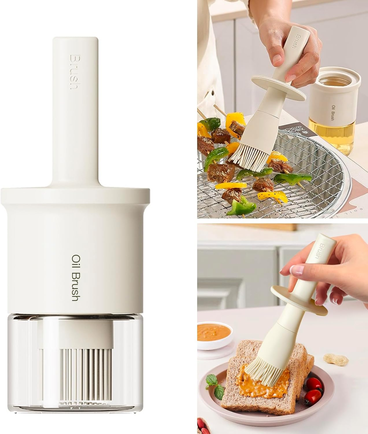 YARRAMATE Oil Dispenser Bottle with Heat Resistant Brush 10Oz-300Ml, Oil Container with Silicone Brush for Cooking BBQ Vinegar Sauce Grill Frying (Orange)