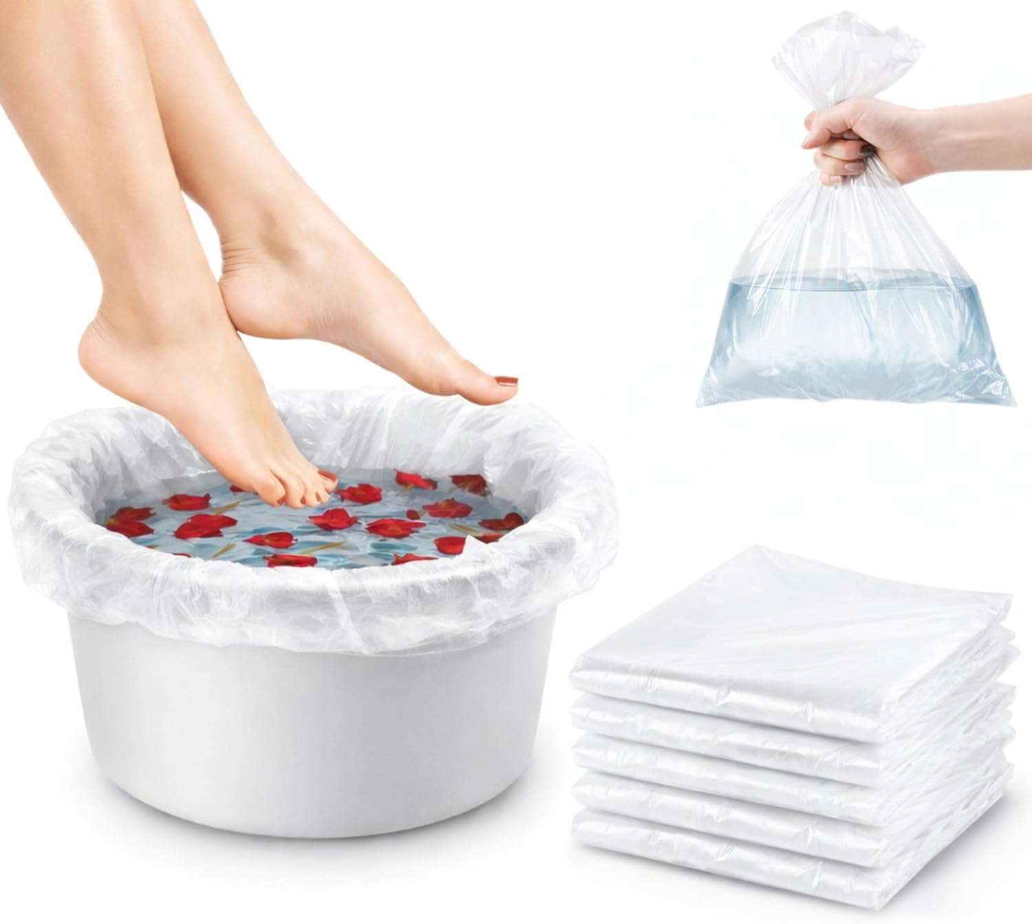 LALILL Disposable Bags for Foot Bathtub, Pack of 50, Hygienic Foot Care for Pedicures, Foot Bath Protectors, Bags Suitable for Spa, Podology image number 2