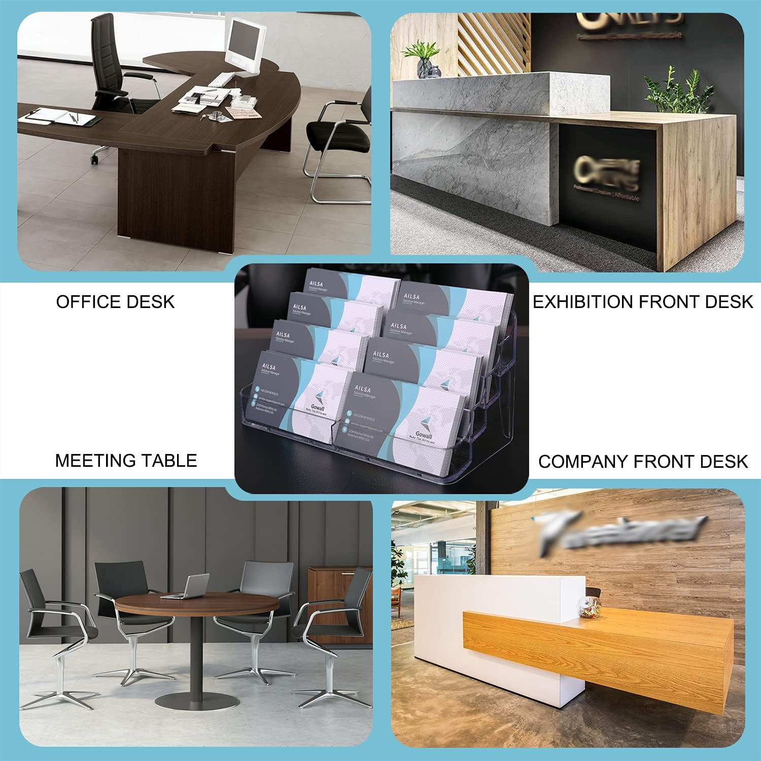 8 Pocket Acrylic Business Card Holder for Desk Clear Stand Desktop Plastic Business Card Display for Exhibition, Home and Office image number 4
