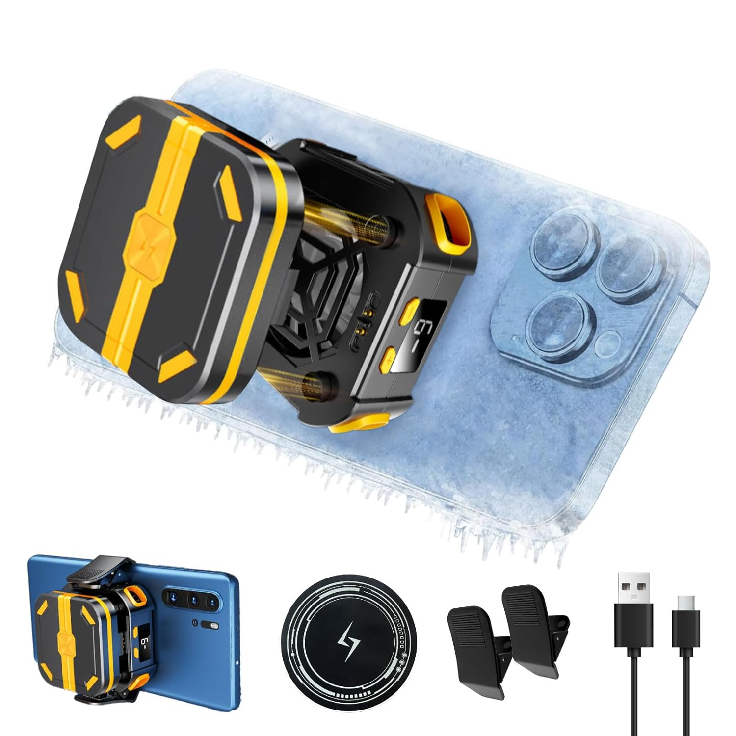 Magnetic Phone Cooler, 2000Mah Cordless Semiconductor Cooling Chip for Iphone/Android, Magnetic Phone Fan with 3-Stage TEC (-10&deg;C), No Cable Gaming Cooler, Silent Esports Accessory image number 5