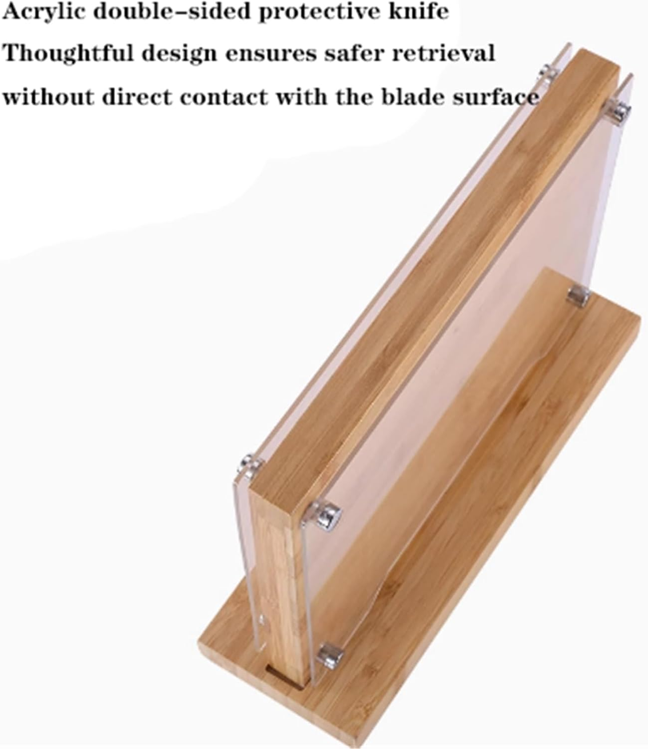 Magnetic Knife Block with Acrylic Shield 26*24 Cm, Double Side Kitchen Knife Holder without Knives- Acacia Wood Universal Knife Storage Organizer with Powerful Magnet for Kitchen Counter (Burlywood) image number 4