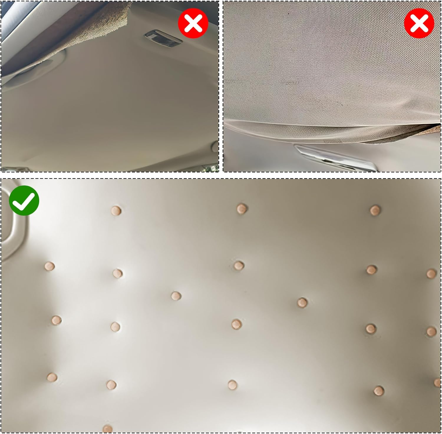 60 Pairs Car Roof Repair Screws Button for Car Roof Repair Tool Repair Rivets Car Roof Car Upholstery Thumbtacks for Canopy (Beige-A) image number 3