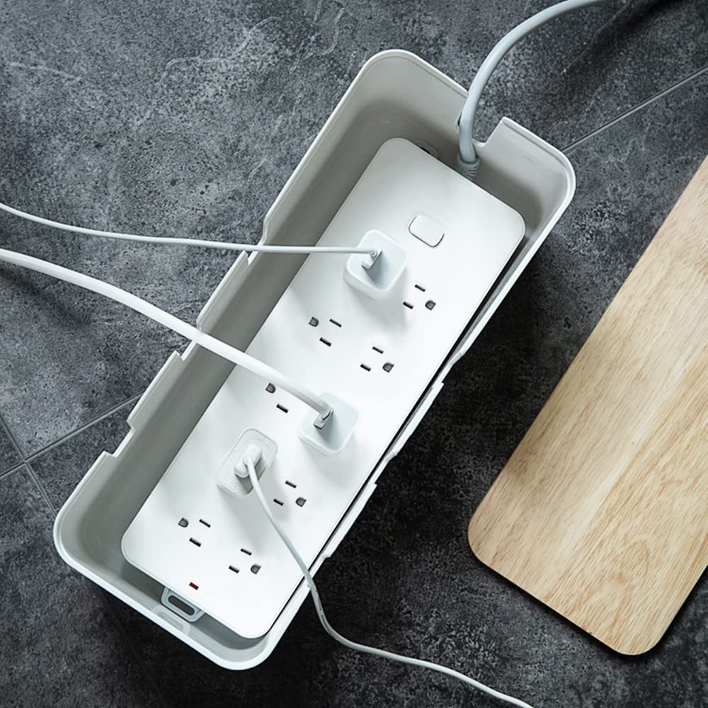 Cable Management Box by Baskiss, 12"X5"X4.5", Wood Lid, Wire Organizer for Desk TV Computer USB Hub System to Cover and Hide & Power Strips & Cords image number 5