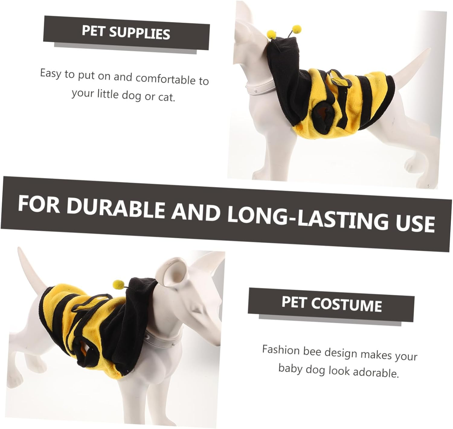 BESPORTBLE 2Pcs Pet Dress-Up Costume Dog One-Piece Clothes Bee Cosplay Four-Leg Pet Clothes for Puppy Xs Supplies Random Style