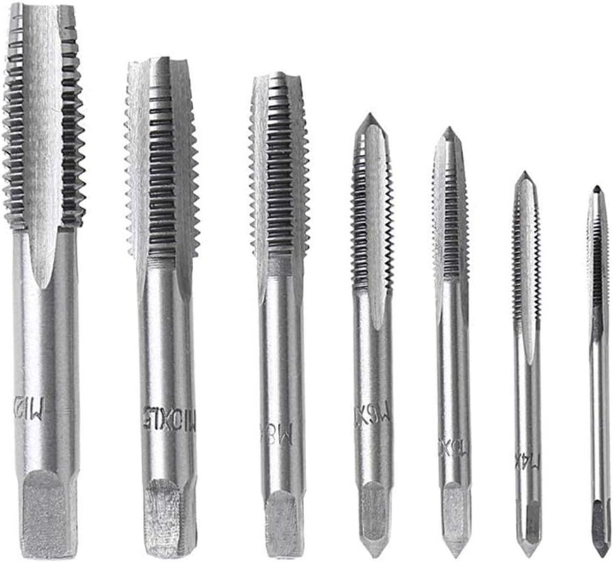 QISF 7Pcs Bearing Steel Metric Screw Thread Tap M3-M12 Plug Tap Set(Wrench Is Not Include) image number 1
