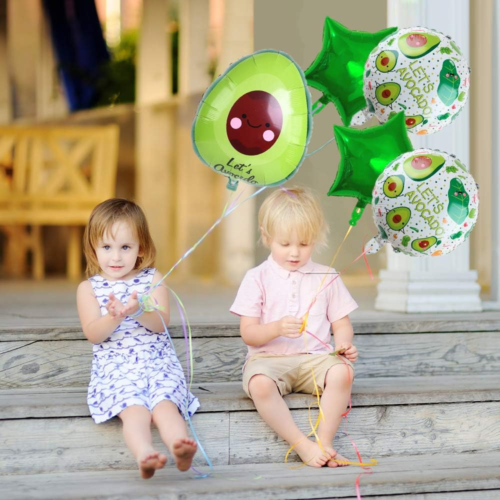 5PCS Avocado Fruit Foil Balloons Hawaiian Luau Party Balloons Avocado Helium Balloons for Avocado Themed Party Birthday Mexican Fiesta Party Decorations (Avocado) image number 1