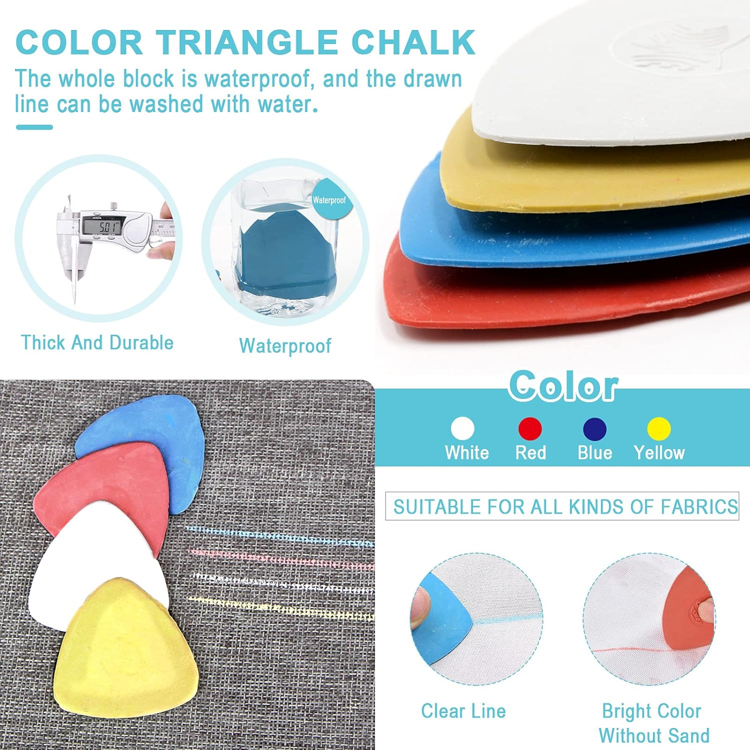 9 Pcs Leather Sewing Tools Kit Includes 4Pcs Colorful Tracing Wheel Sewing Tool, 4Pcs Tailors Chalk, Pattern Notcher, Scratch Awl for Leather Paper Cloth image number 6