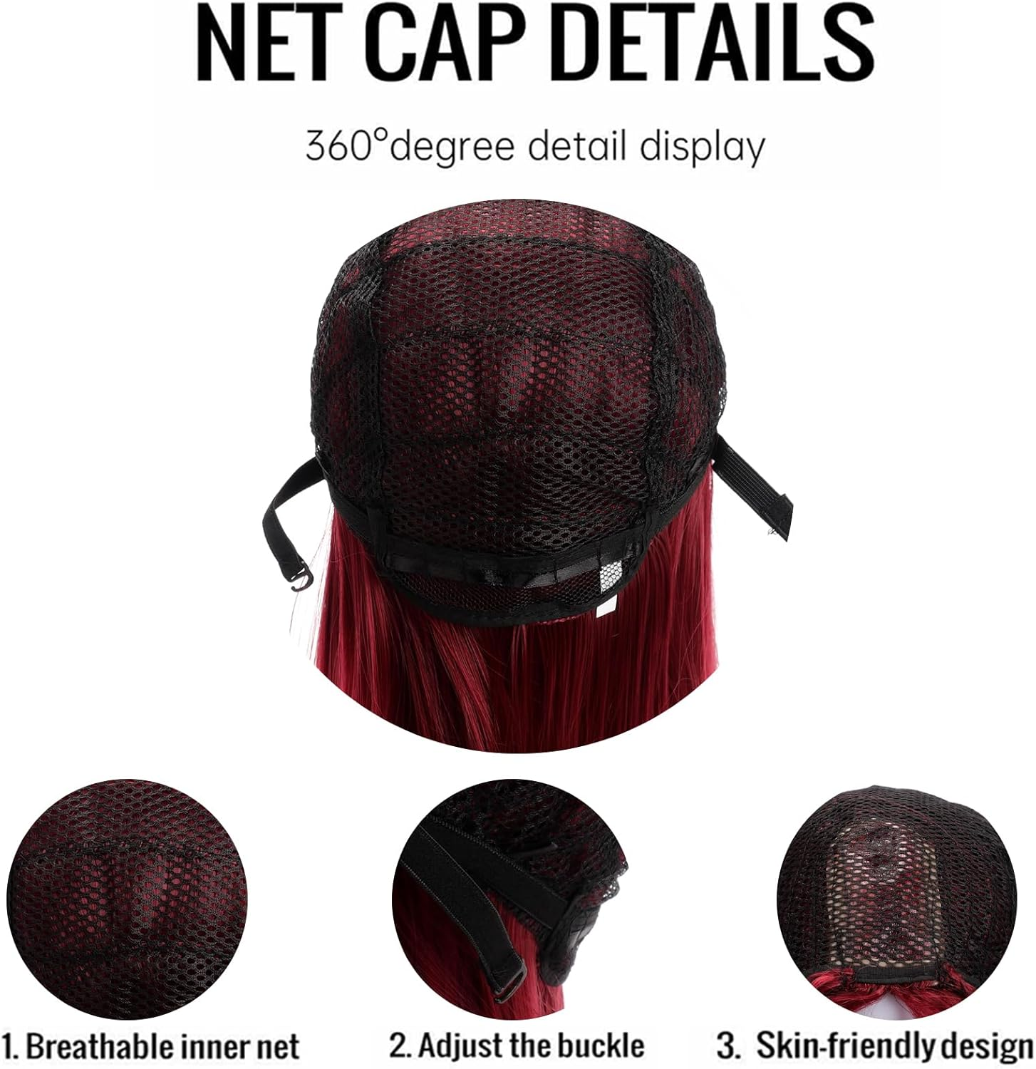 BERRYLION Long Straight Wig|Synthetic Long Wigs for Women|Cosplay Wig for Fashion Women 28Inch (Wine Red) - Grey image number 6