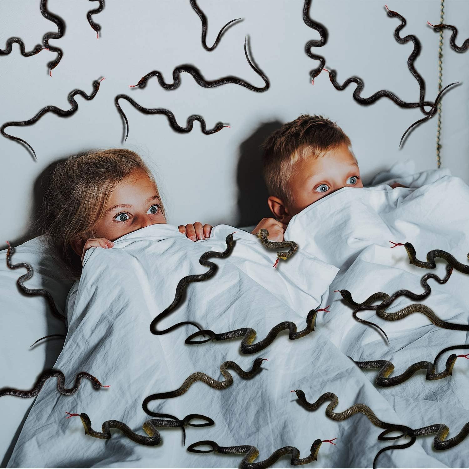 15 Pieces Realistic Rubber Snakes Plastic Snake Prop Fake Snake Props for Garden Props to Keep Birds Away, Pranks, Halloween Decoration (Black) image number 6