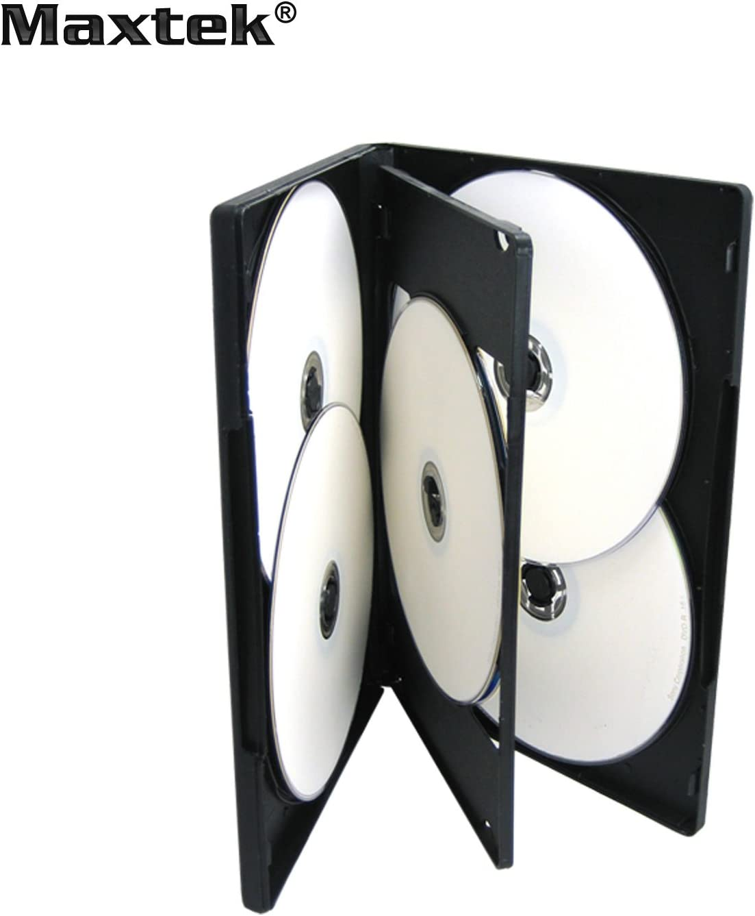 Maxtek 10 Pack Standard 14Mm Black Six (6) Disc DVD Cases with Double Sided Flip Tray and Outter Clear Sleeve image number 2