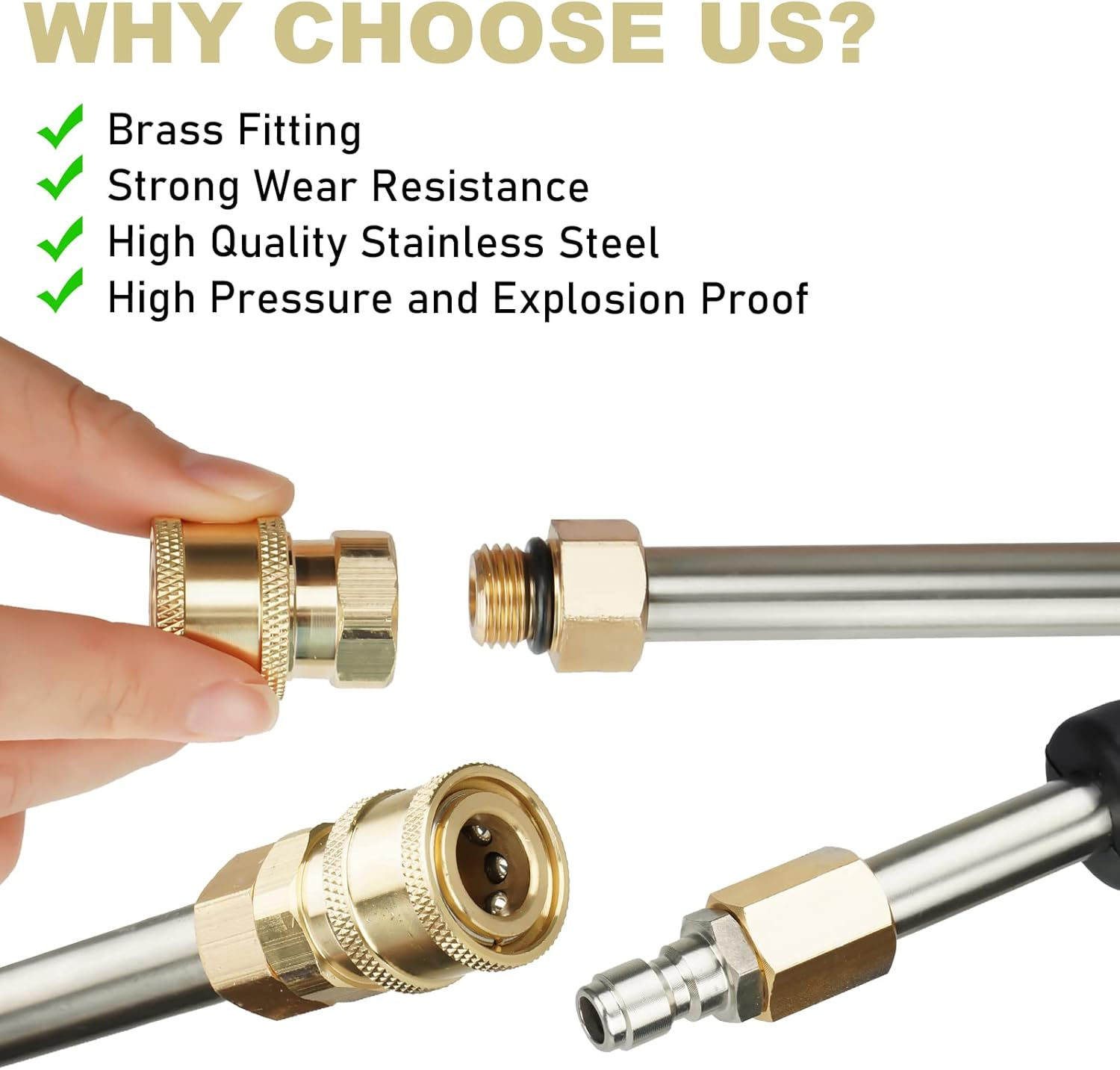 Youxmoto Pressure Washer Extension Wand Set, 4000 PSI Upgrade Power Washer Lance with 6 Spray Nozzles, 30&deg;, 90&deg;, 120&deg; Curved Rod, 97 Inch, 1/4&ldquo; Quick Connect image number 5