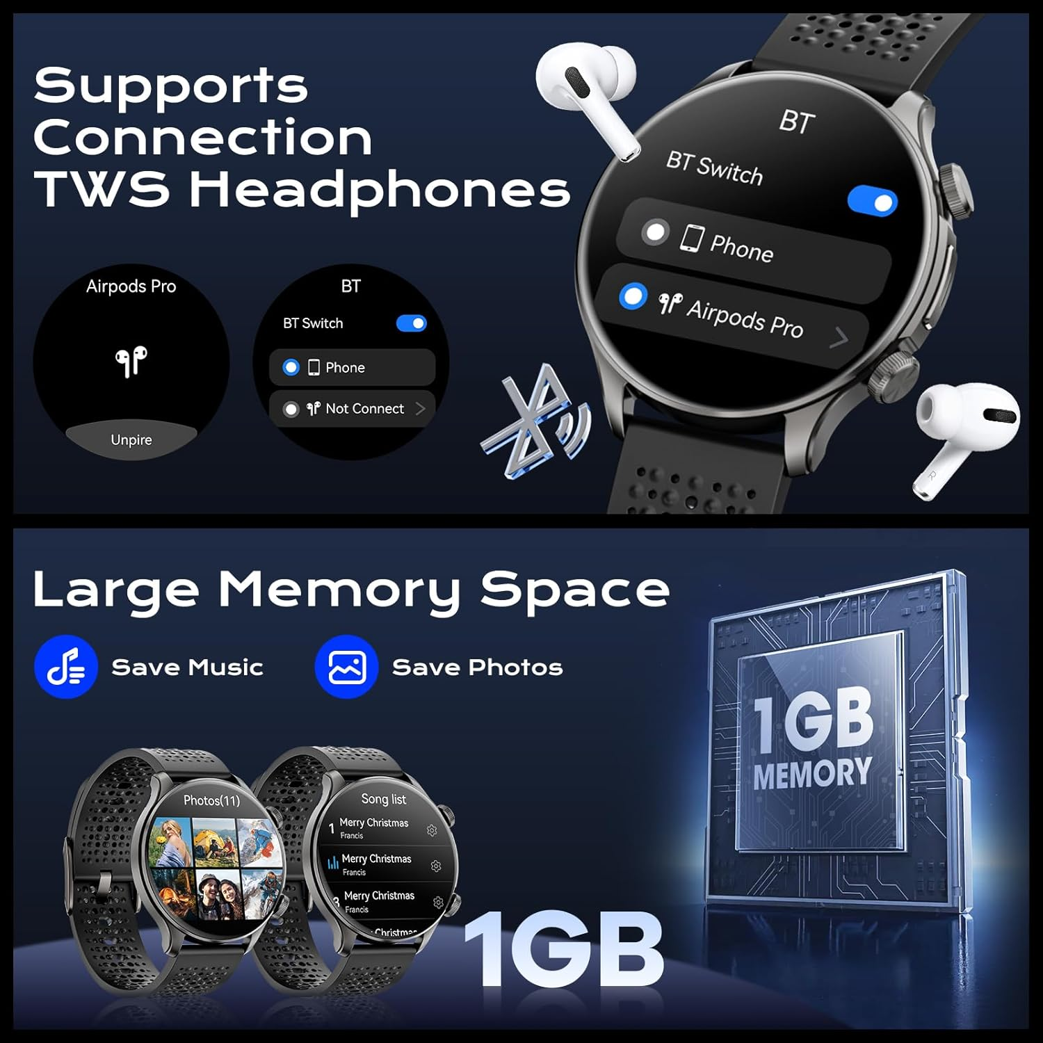 GPS Smart Watches for Men (Answer/Make Call), 1.60" AMOLED Display Smartwatch, 170+ Sports Modes Fitness Tracker Watch with Compass Pedometer, 5ATM Waterproof Mens Smart Watch for Android Iphone image number 4