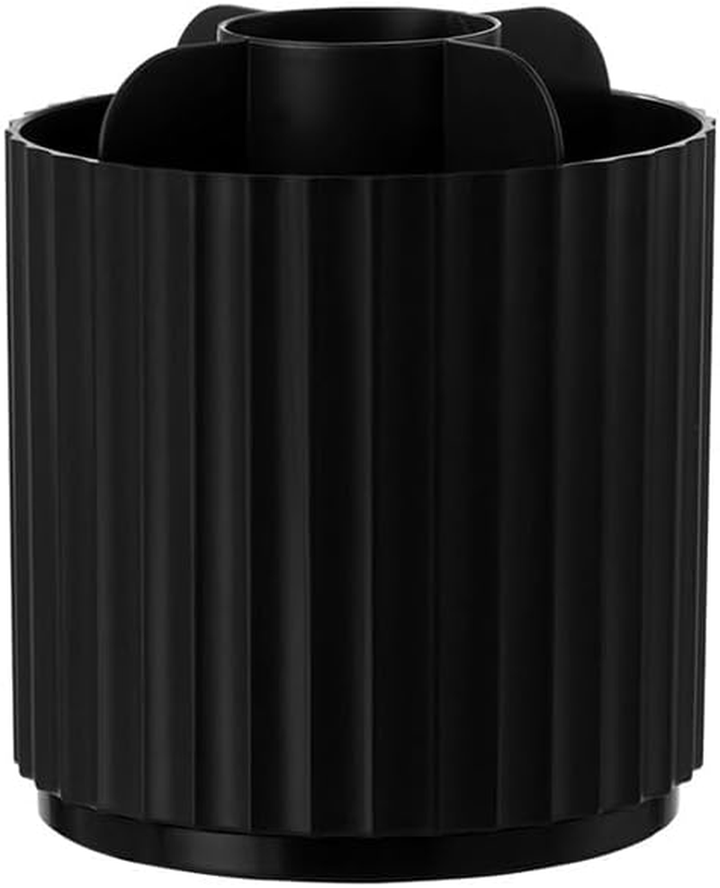 Large Capacity Makeup Brush Holder, 5 Slot Make up Brushes Cup, Cosmetic Storage Box Makeup, 360&deg; Rotating White Makeup Organizer, Makeup Brush Holder Organizer,Rotating Cosmetic Organizer (Black)