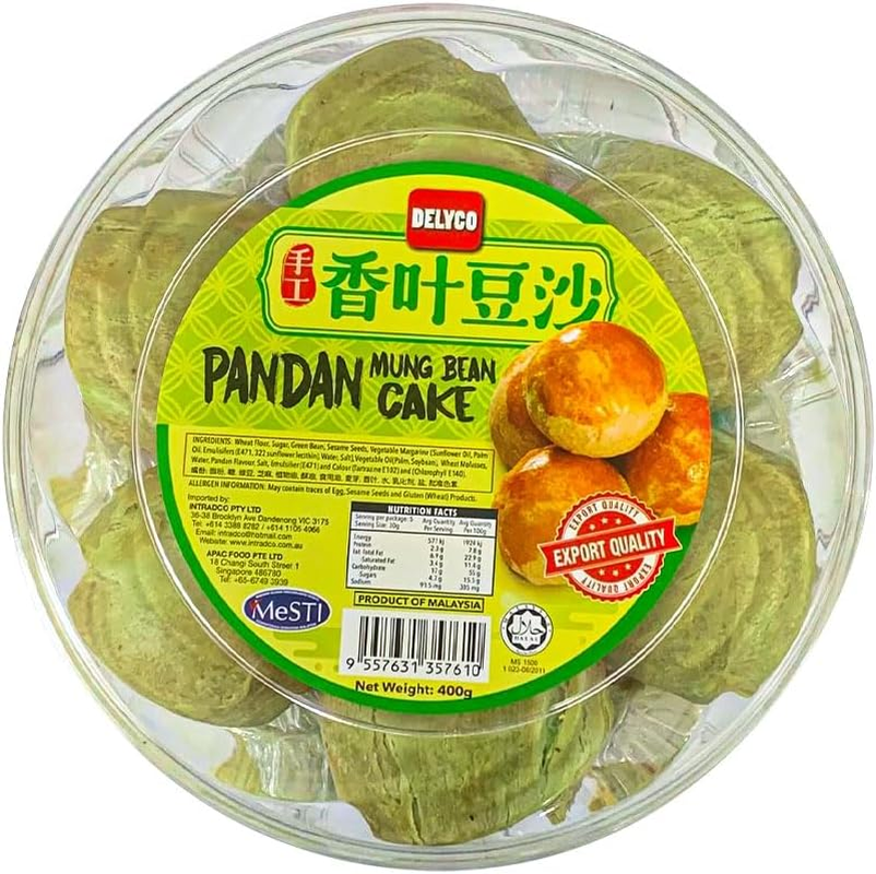 Delyco Sweet Mung Bean Cake Tau Sar Piah Classic Malaysian Pastry Singapore Snack on the Go Cookie Homemade Cake 400G image number 2