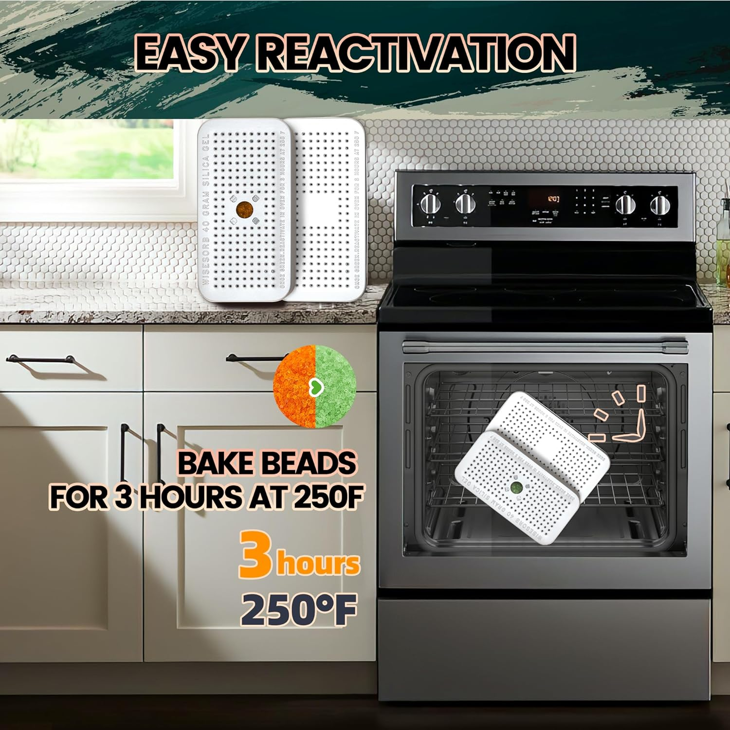 Wisesorb 40G Indicating Silica Gel Dehumidifier Desiccant Tin Canister, Wisetin Orange to Green Color Changing, SG-40 No Cobalt (II) Chloride-Reusable (Pack of 2) image number 3