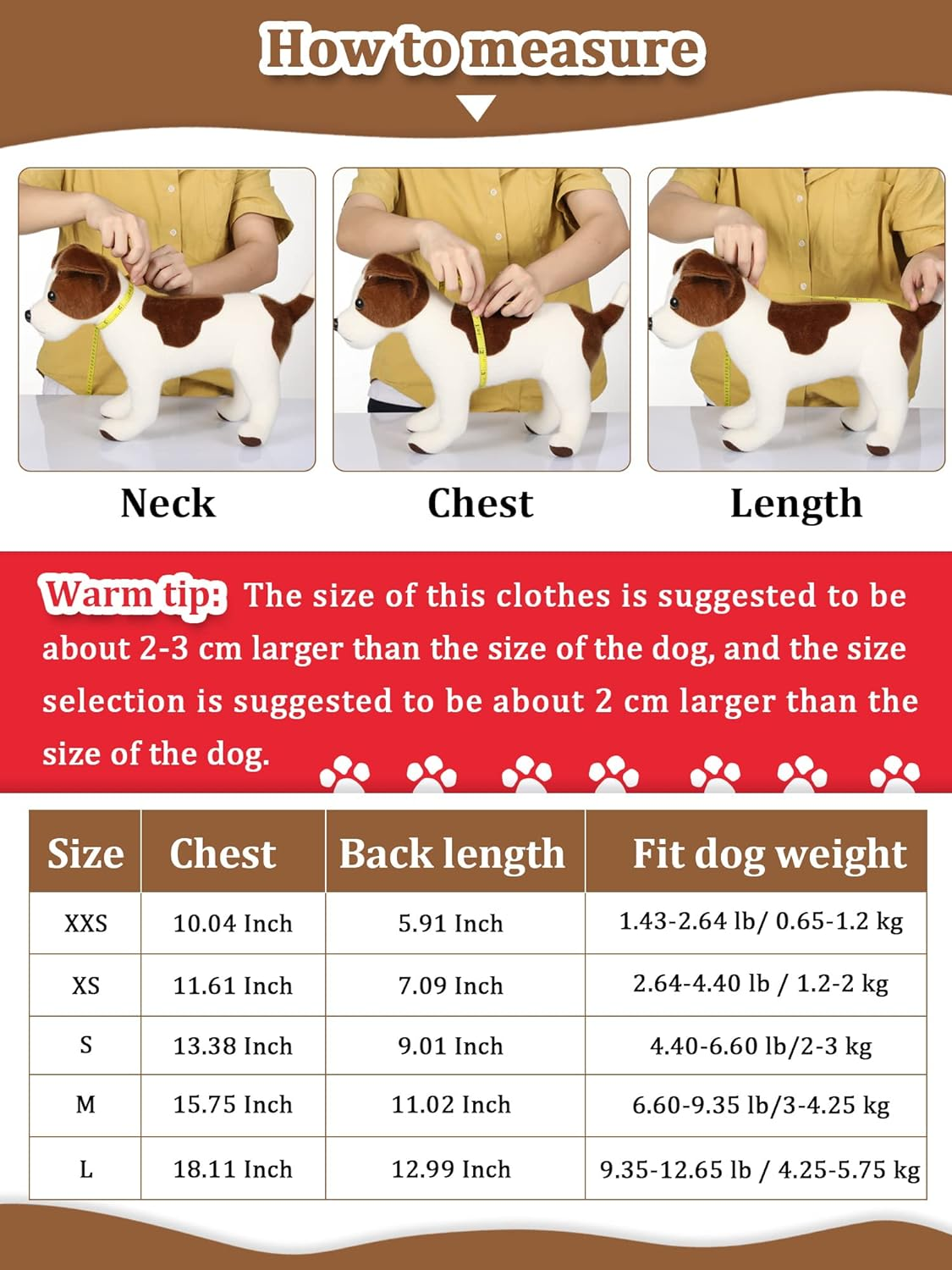 6 Pieces Dog Hoodie Dog Clothes Sweaters with Hat, Pet Winter Clothes Warm Hoodies Coat Sweater for Small Dogs Chihuahua (XS) image number 6