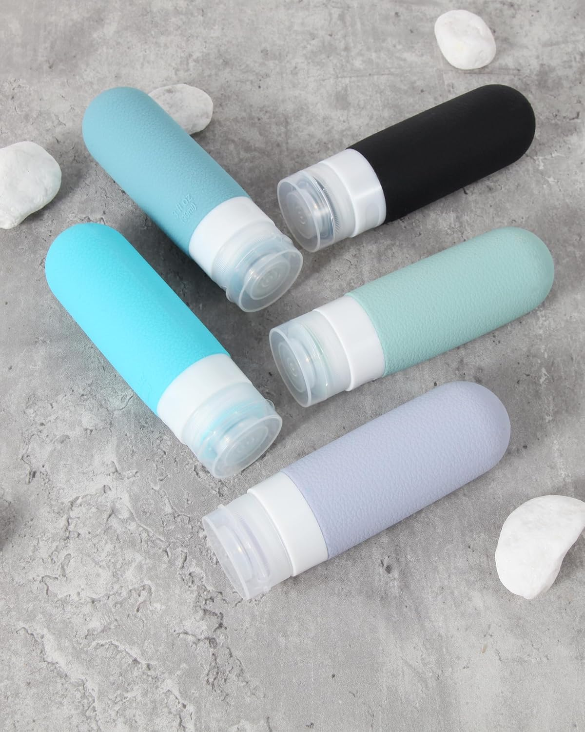 90Ml Travel Bottles Set for Toiletries, 5 Pack TSA Approved Silicone Travel Toiletries Bottles, BPA Free Leak Proof Refillable Travel Containers Essentials for Shampoo Cosmetic Lotion image number 2