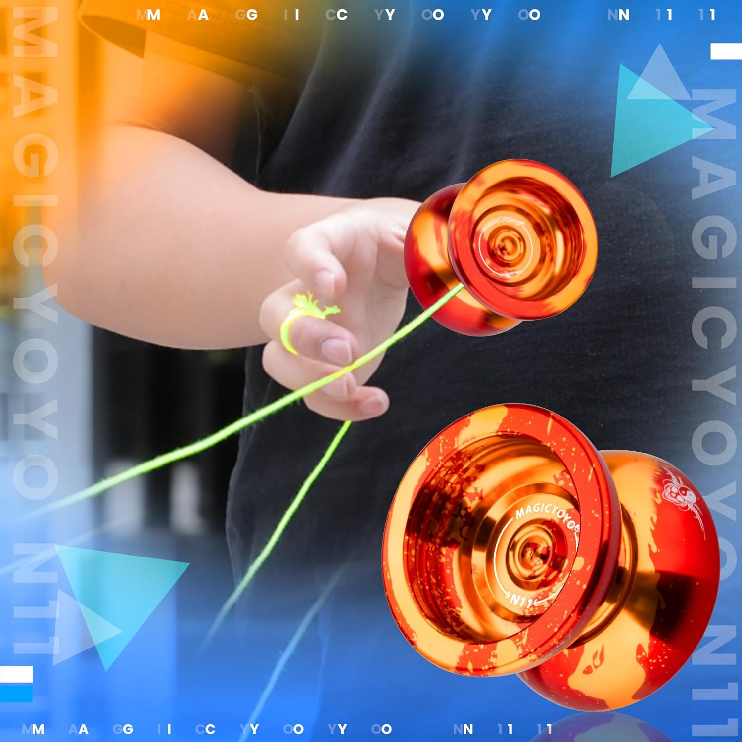 MAGICYOYO Alloy Aluminum N11 Professional Unresponsive Yoyo for Advanced Players, with Replacement Responsive Ball Bearing for Kids Beginner, 12 Strings and Responsive Bearing Kit image number 1