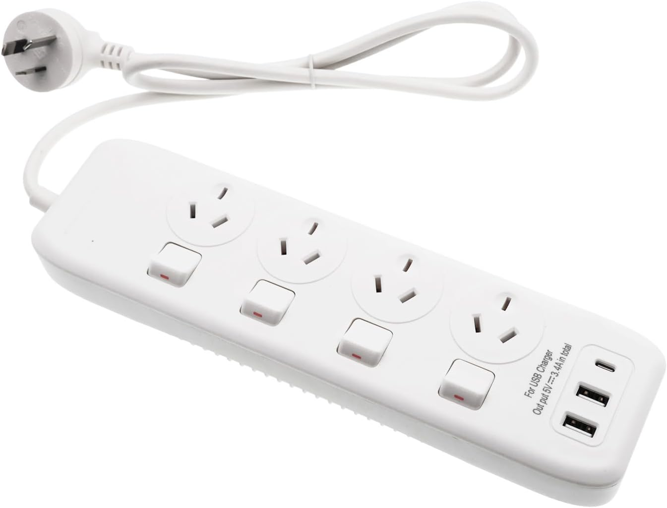 6 Outlets Power Board Overload Protection with 2Xusb-A 2Xusb-C,Power Board with Protected Indicator Light with 1 Meter Cable SAA Apporved Safety Wall Mounted 6 Outlets with 2Xusb-A/2Xusb-C Ports image number 4