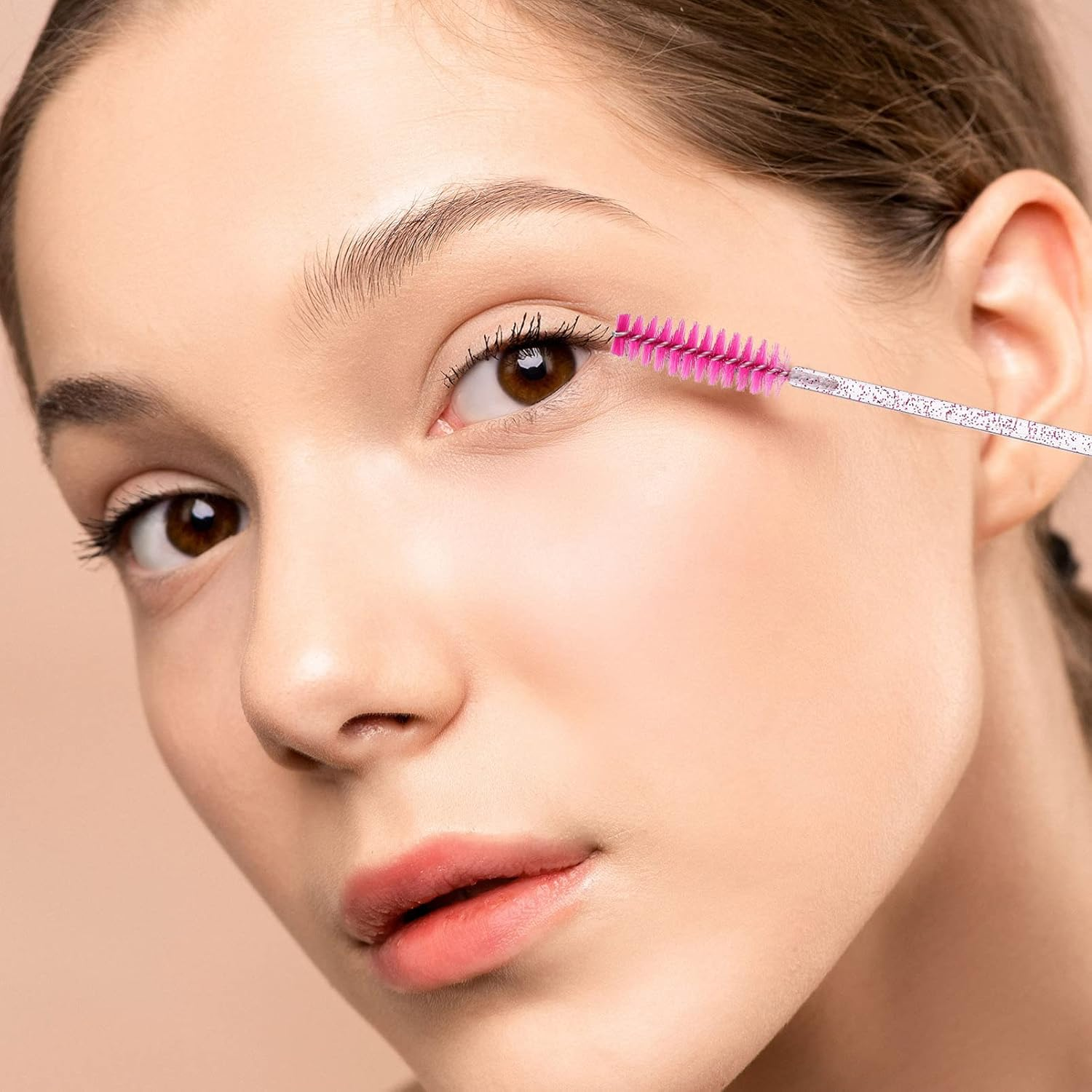 4Pcs Tube Mascara Brush Lash Brow Comb Mini Mascara Makeup Makeup Gadgets DIY Lash Wand Tubes Eye Extension Tool Empty Bottle Rosy Acrylic image number 5