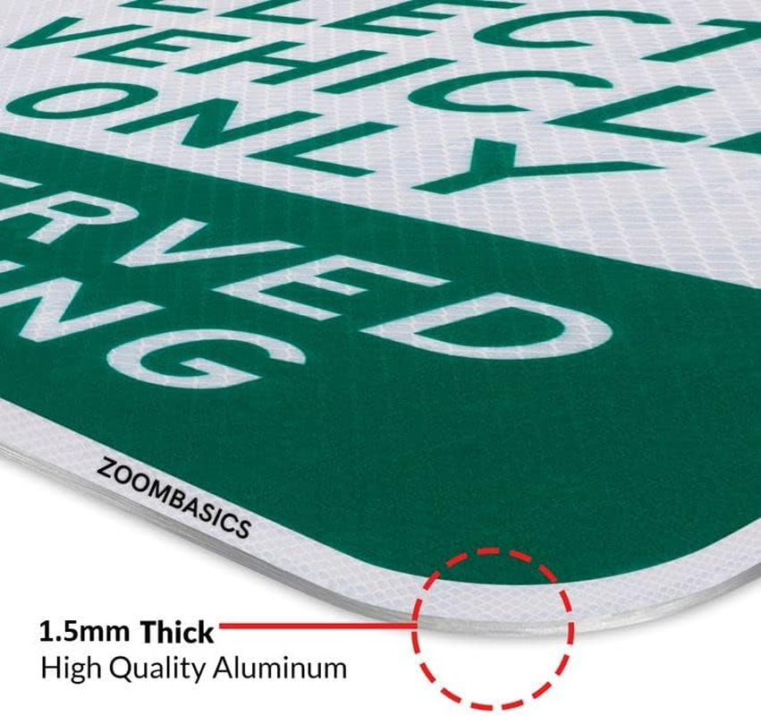 3 PACK - EV Parking Sign Electric Vehicle Reserved 12" X 18" 3M Authorized Engineer Grade EG EGP Quality Reflective Durable Laminated Aluminum image number 3