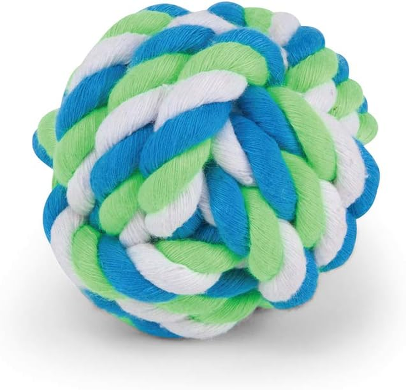 Kazoo Twisted Rope Knot Ball Dog Toy, Blue/Green, Large