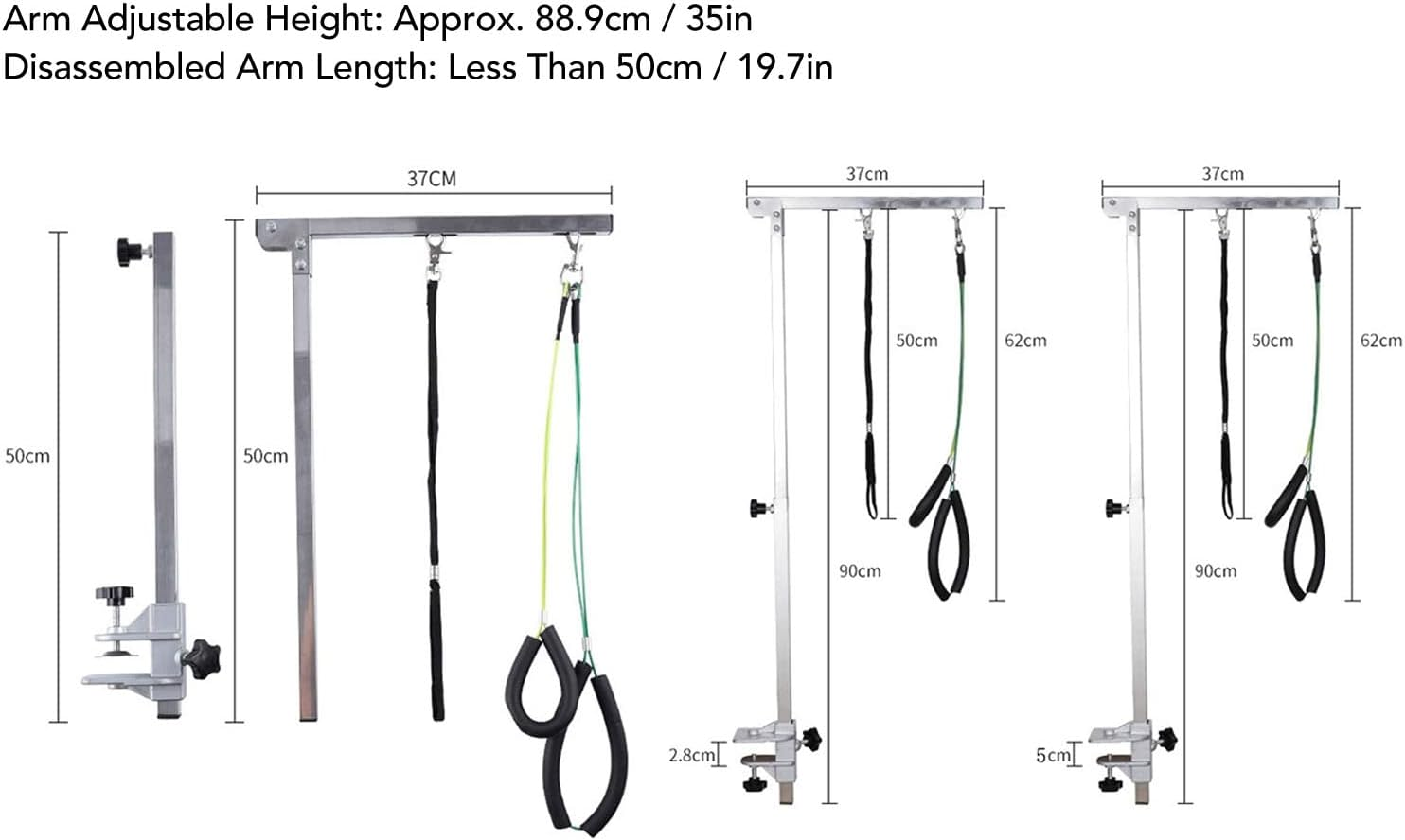 Dog Grooming Arm with Clamp, 35Inch Height Adjustable Dog Grooming Table Arm, Heavy Duty Stainless Steel Frame, Foldable Pet Grooming Supplies for Small Medium Dogs image number 3
