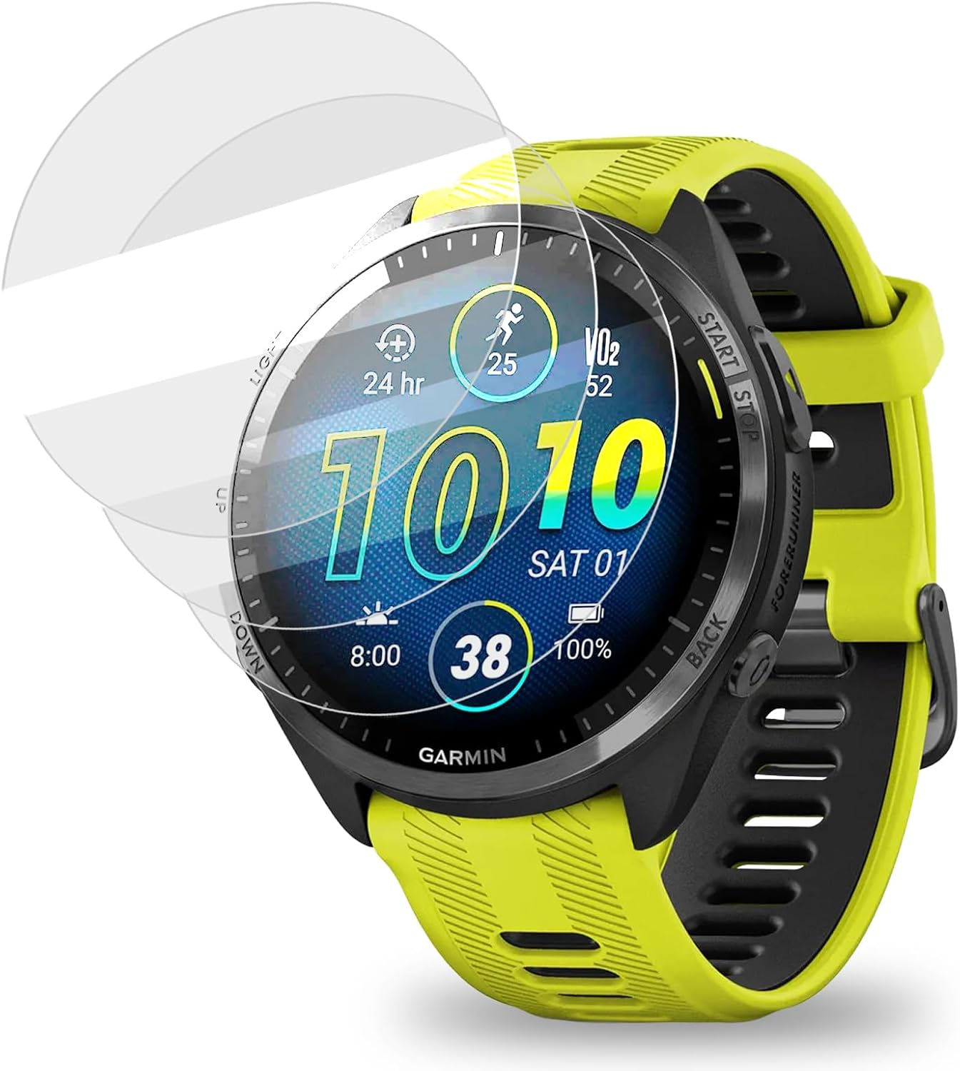 (3 Pack) Screen Protector for Garmin Forerunner 965/965 Solar, 9H Hardness Tempered Glass Screen Protector Film Guard for Garmin Forerunner 965 image number 2