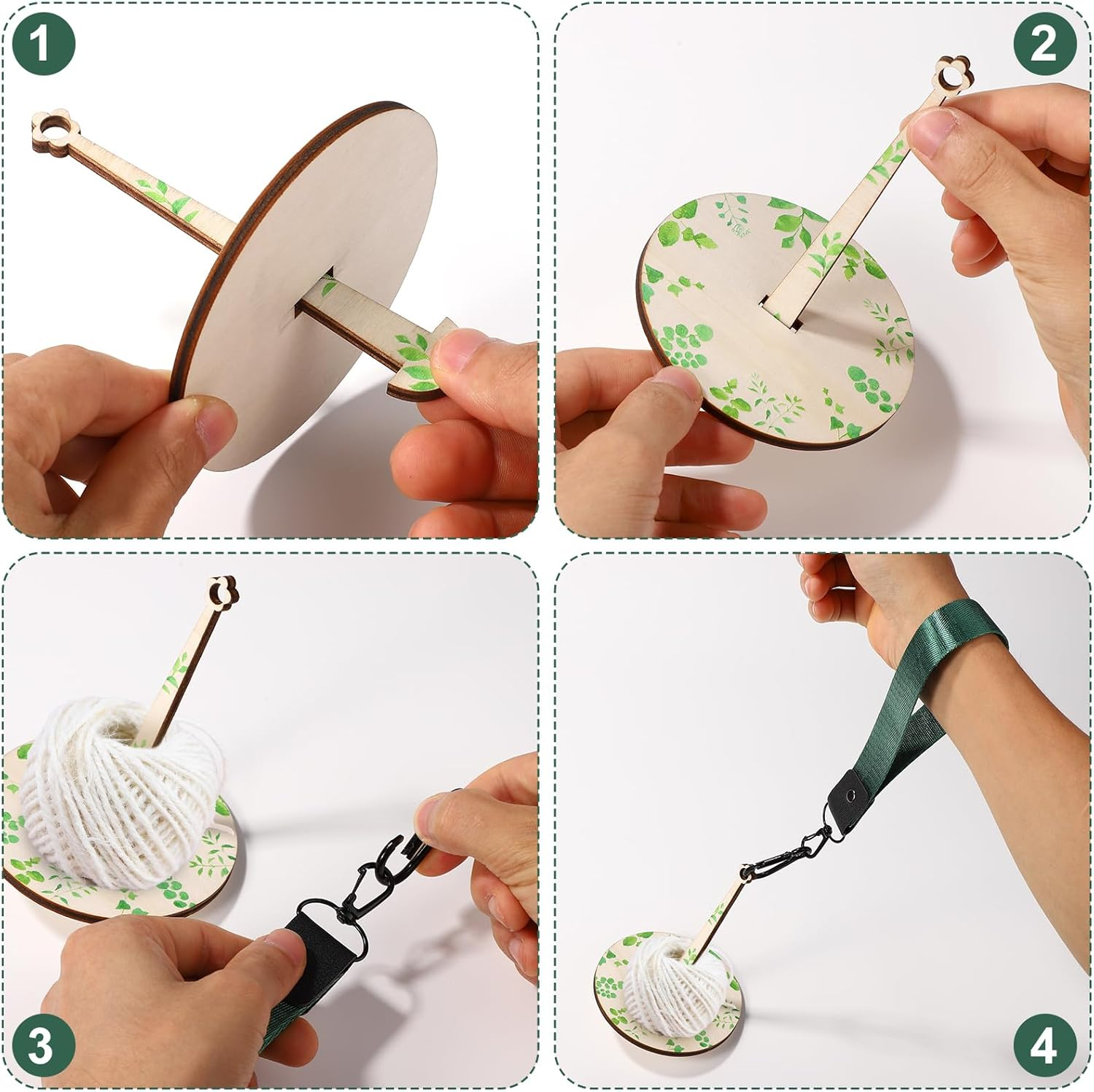 Portable Wrist Yarn Holder, Wooden Hanging Yarn Ball Minder with Wristband Wood Yarn Spinner Yarn Organizer Stand Prevent Tangling & Misalignment for Crochet Knitting Supplies Craft Lover image number 1