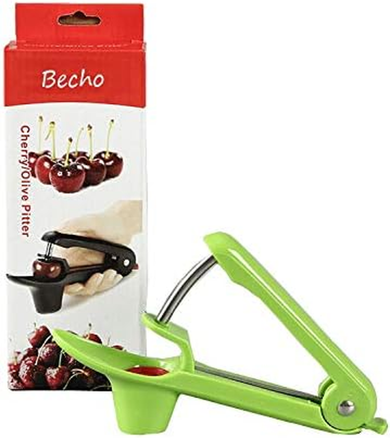 Becho Cherry Pitter and Cherry Stone Remover with Food Grade Silicone Cup, Extended Splash Guard (Green) image number 3