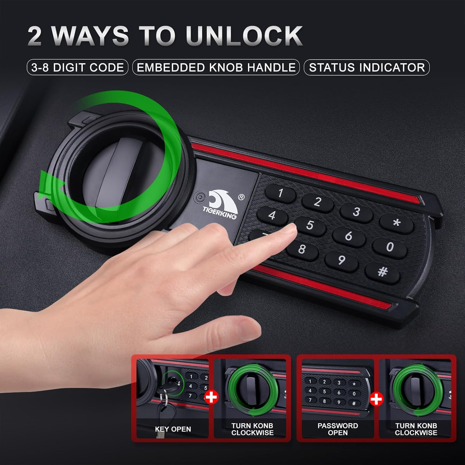 Digital Safe Electronic Security Box, Combination Lock Box with Keypad and Keys - 0.5 Cubic Feet Lockable Safety Safes Box for Home Office Hotel Business image number 6